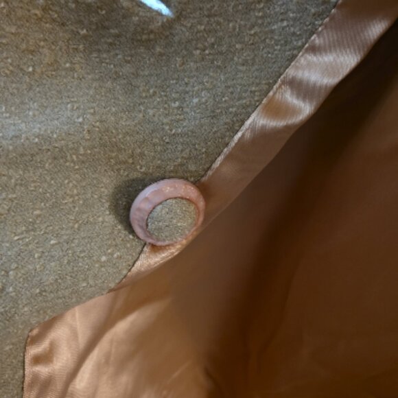 Rare Vintage 1950's-1960's Plus Size Boucle' Wool Mink Fur Trim Swing Coat Flaws - Picture 6 of 12